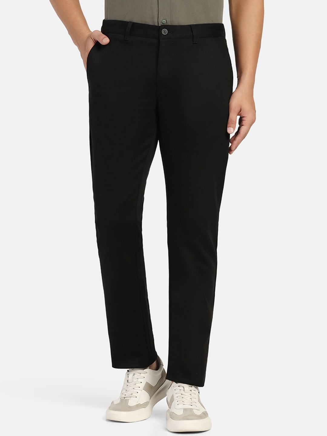 

Blackberrys Men Slim Fit B-95 Mid-Rise Easy Wash Formal Trousers, Black