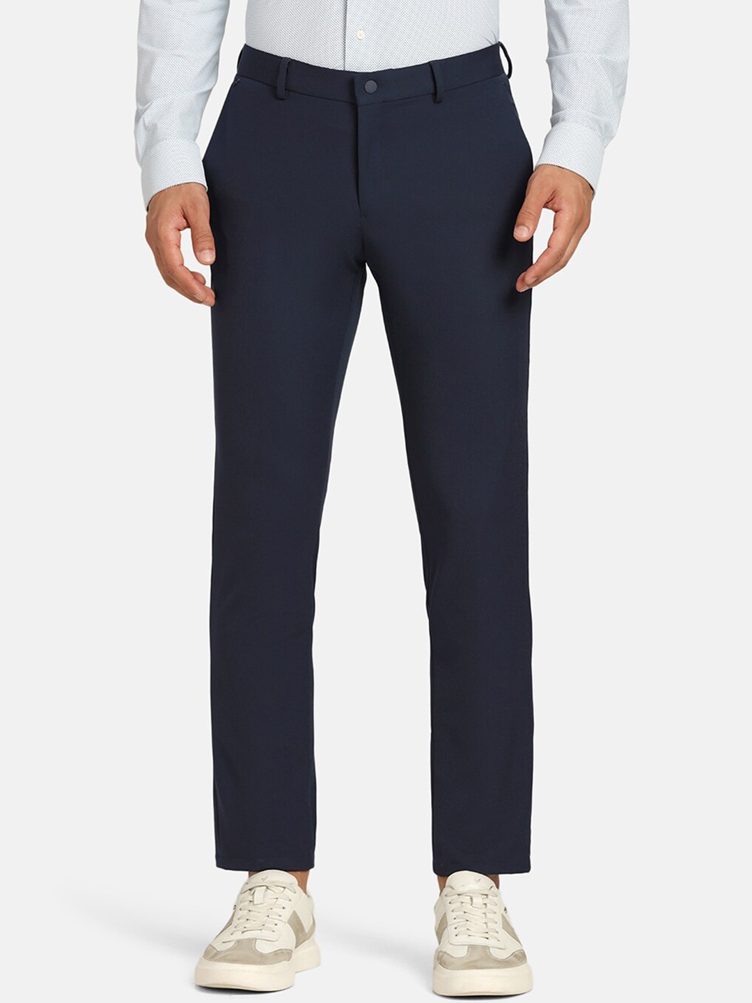 

Blackberrys TechPro Men Navy Solid Formal Trouser, Navy blue