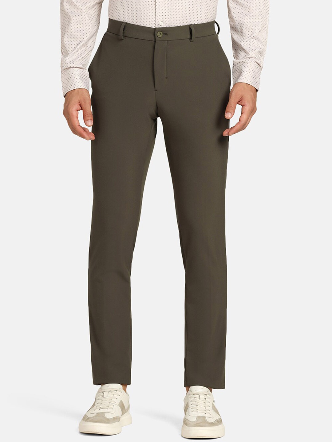 

Blackberrys TechPro Men Olive Solid Formal Trouser