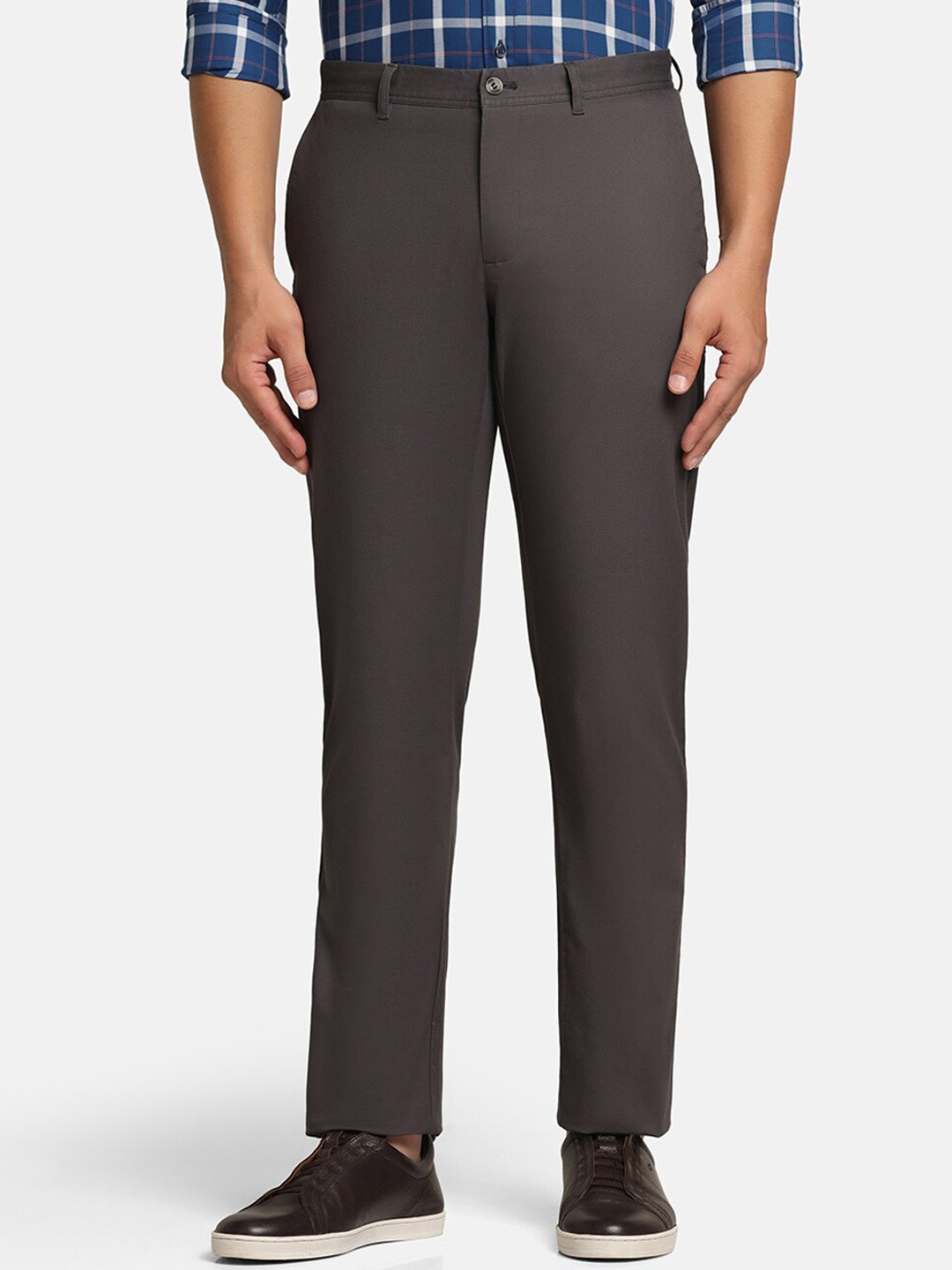 

Blackberrys Men Slim Fit B-95 Mid-Rise Easy Wash Formal Trousers, Charcoal