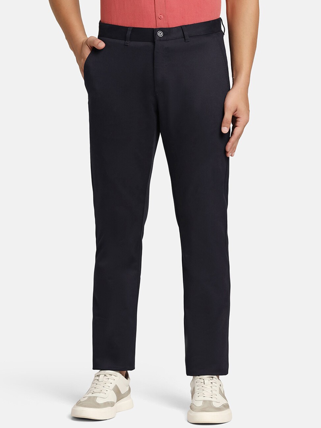

Blackberrys Men Slim Fit B-95 Mid-Rise Easy Wash Formal Trousers, Navy blue