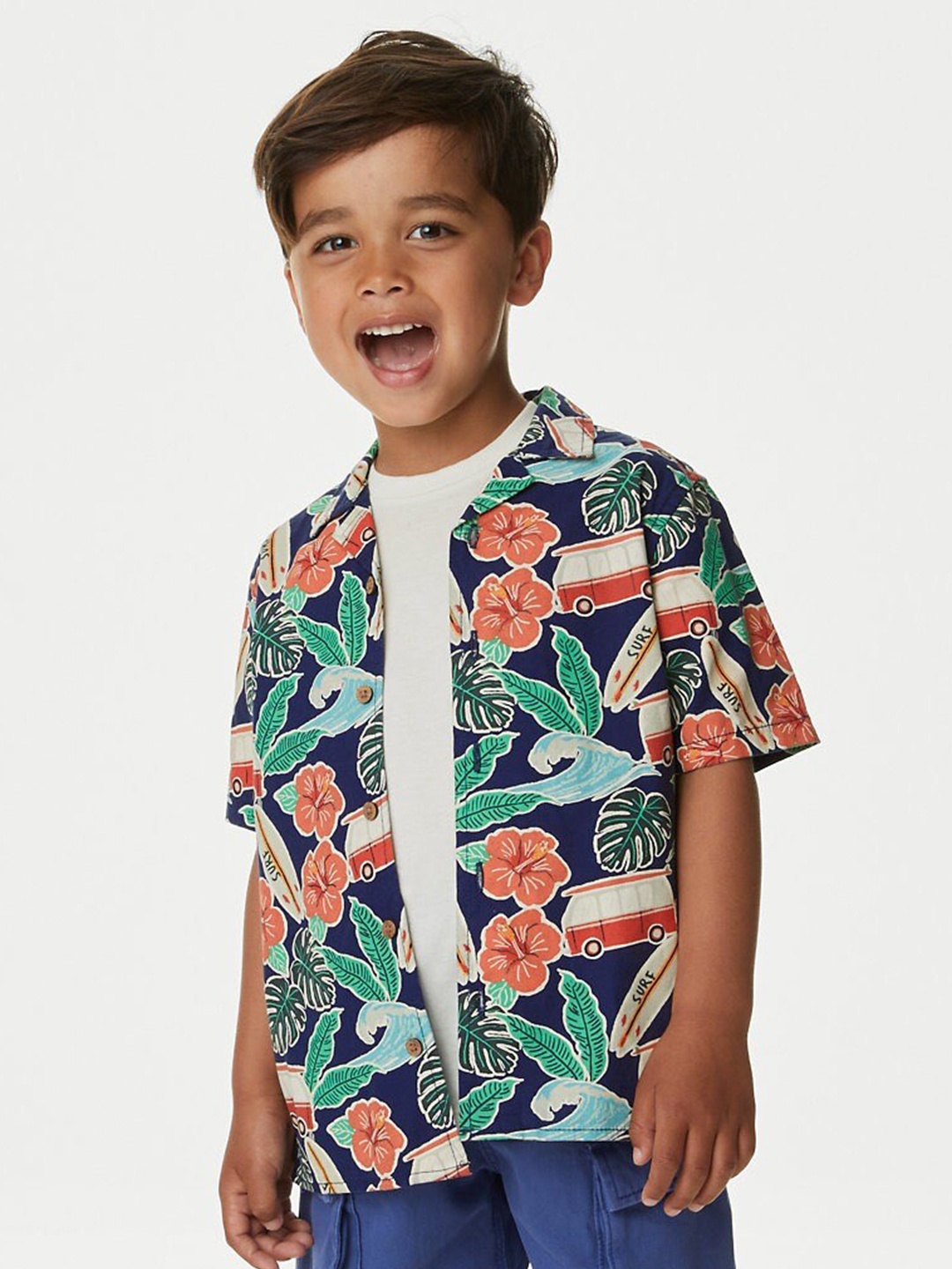 

Marks & Spencer Boys Floral Printed Casual Shirt, Green