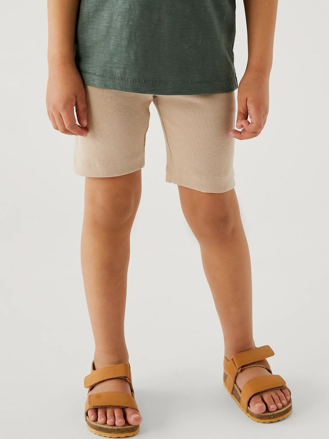 

Marks & Spencer Boys Ribbed Mid Rise Shorts, Beige