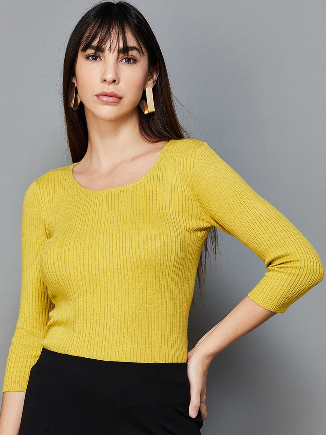 

CODE by Lifestyle Round Neck Fitted Top, Green