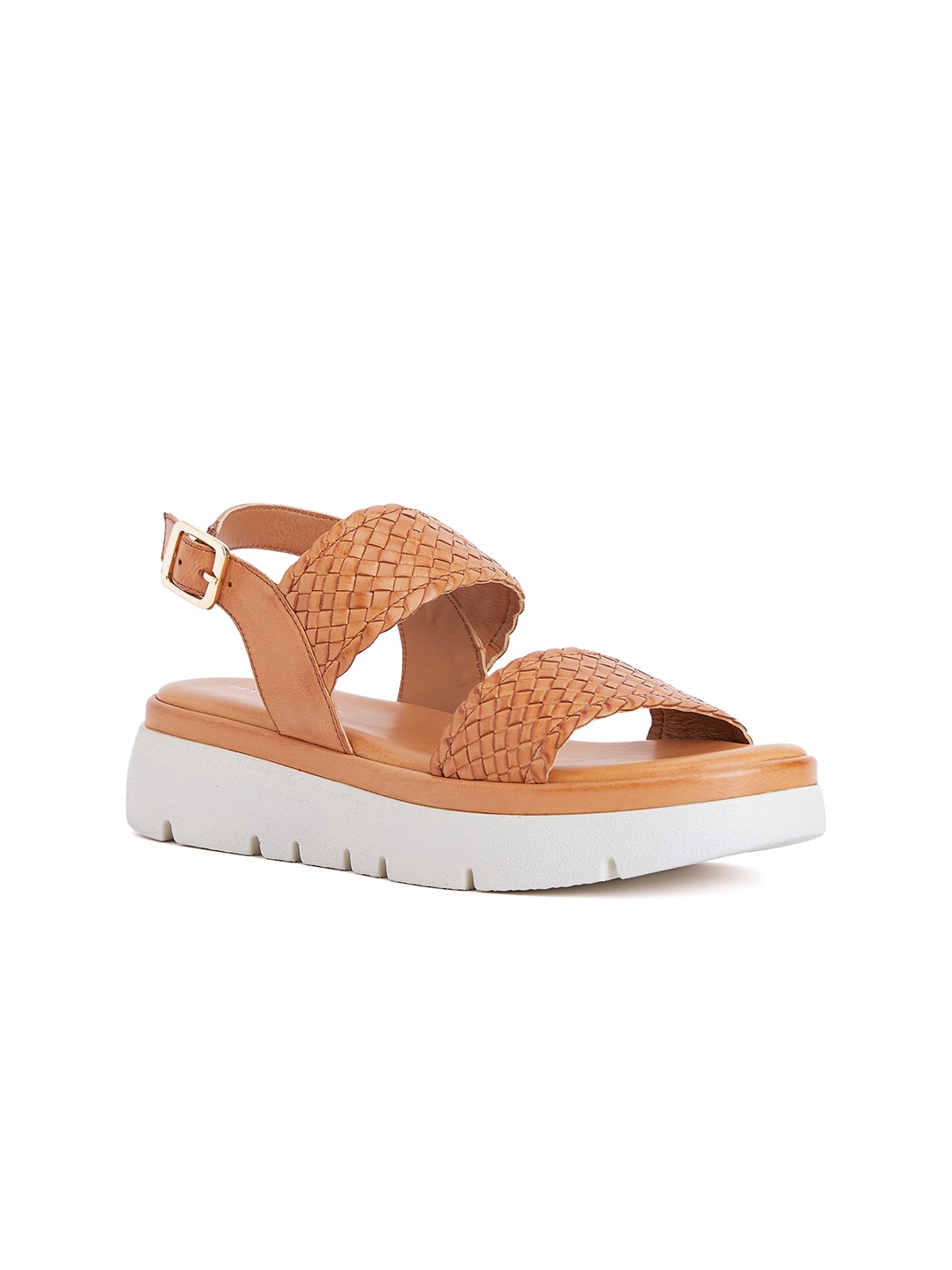 

Peach Flores Textured Leather Wedge Heels, Tan