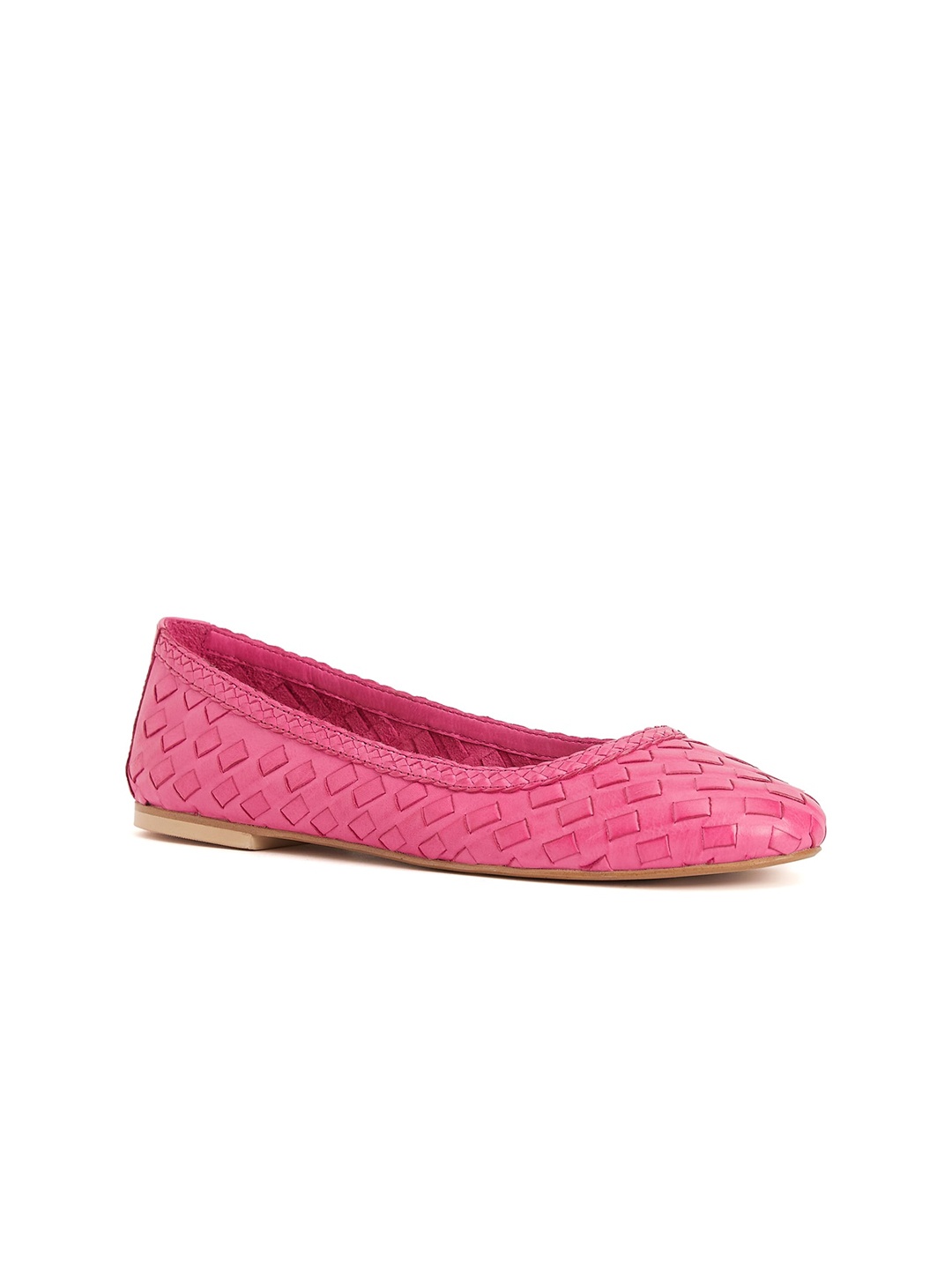 

Peach Flores Textured Leather Ballerinas, Pink