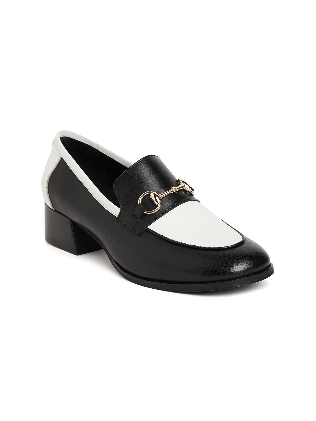 

Peach Flores Women Colourblocked Leather Slip-On Loafers, White