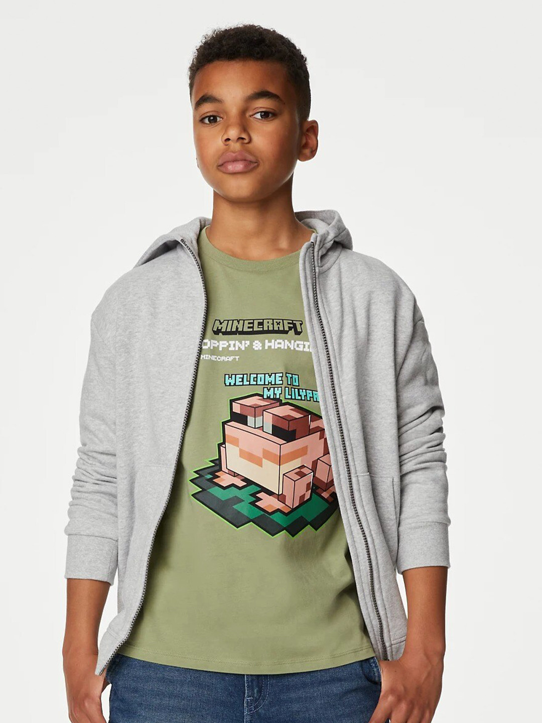 

Marks & Spencer Boys Typography Printed Cotton T-shirt, Green
