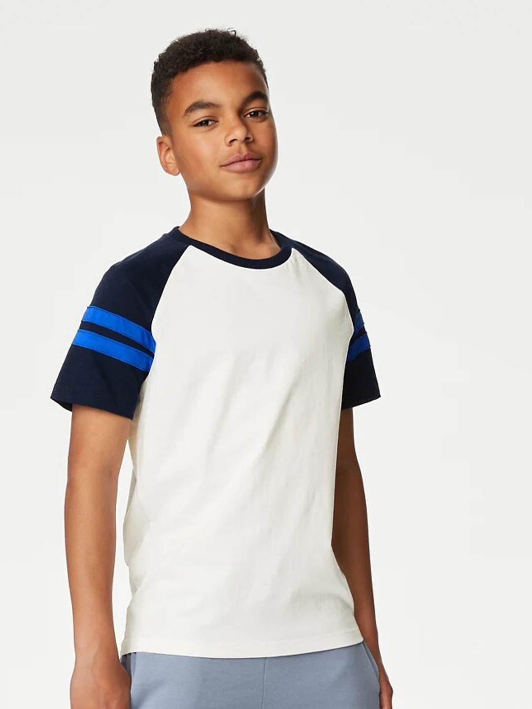 

Marks & Spencer Boys Colourblocked Cotton T-shirt, White
