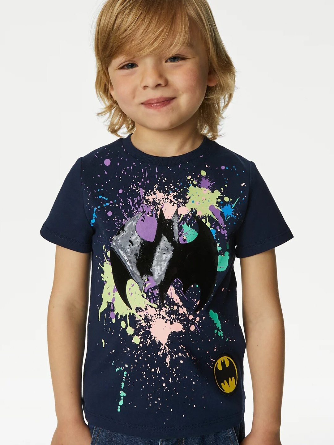 

Marks & Spencer Boys Batman Printed Cotton T-shirt, Navy blue