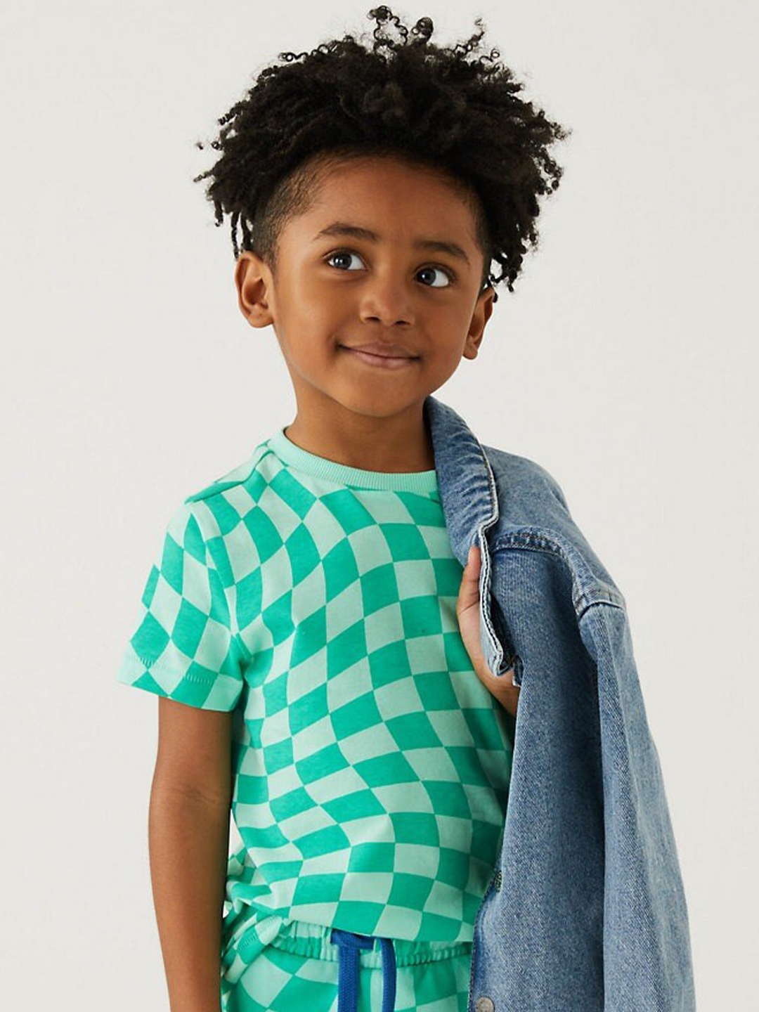

Marks & Spencer Boys Checked Cotton T-shirt, Green