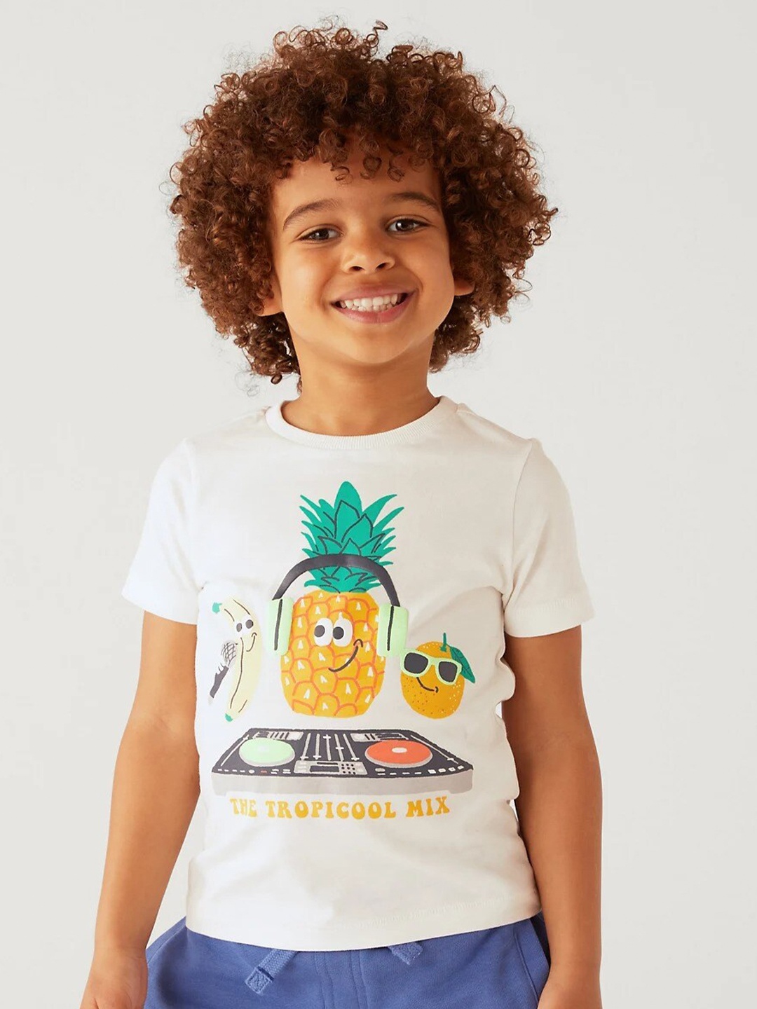 

Marks & Spencer Boys Graphic Printed Cotton T-shirt, White