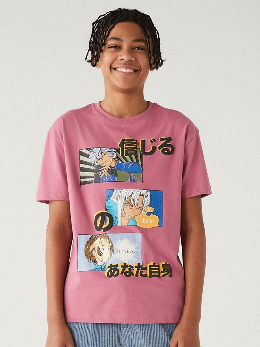 Marks & Spencer Boys Graphic Printed Cotton T-shirt, Pink