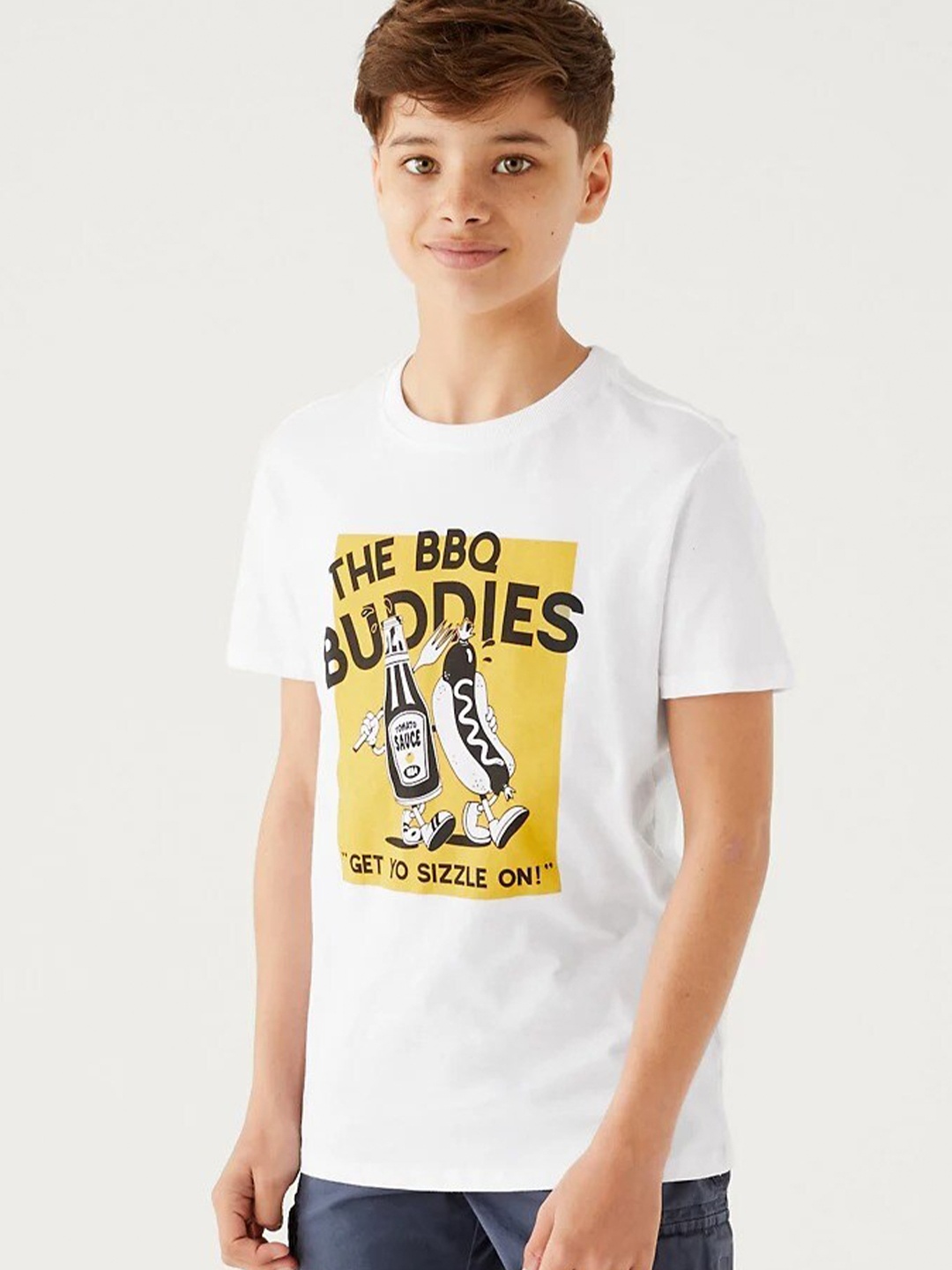 

Marks & Spencer Boys Typography Printed Cotton T-shirt, White