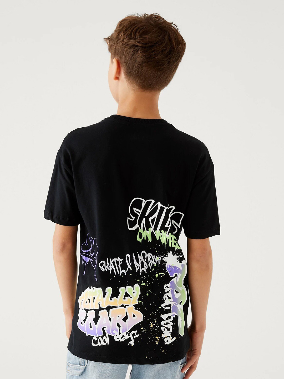 

Marks & Spencer Boys Typography Printed Cotton T-shirt, Black