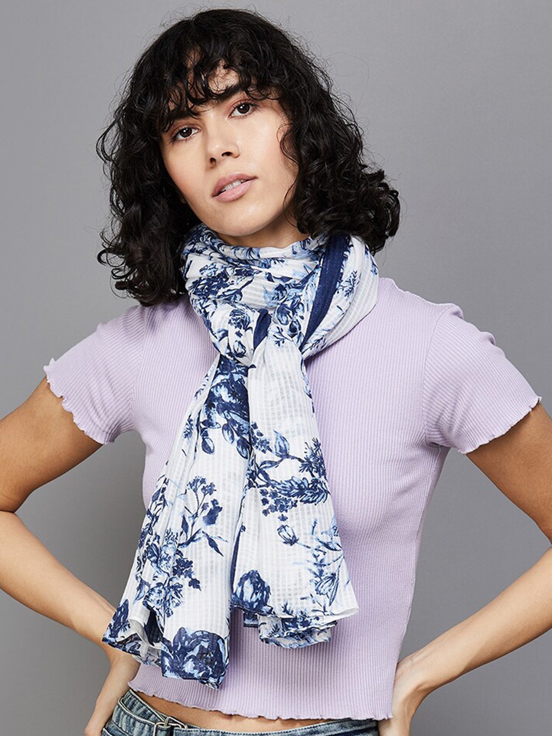 

Ginger by Lifestyle Floral Printed Stole, Blue