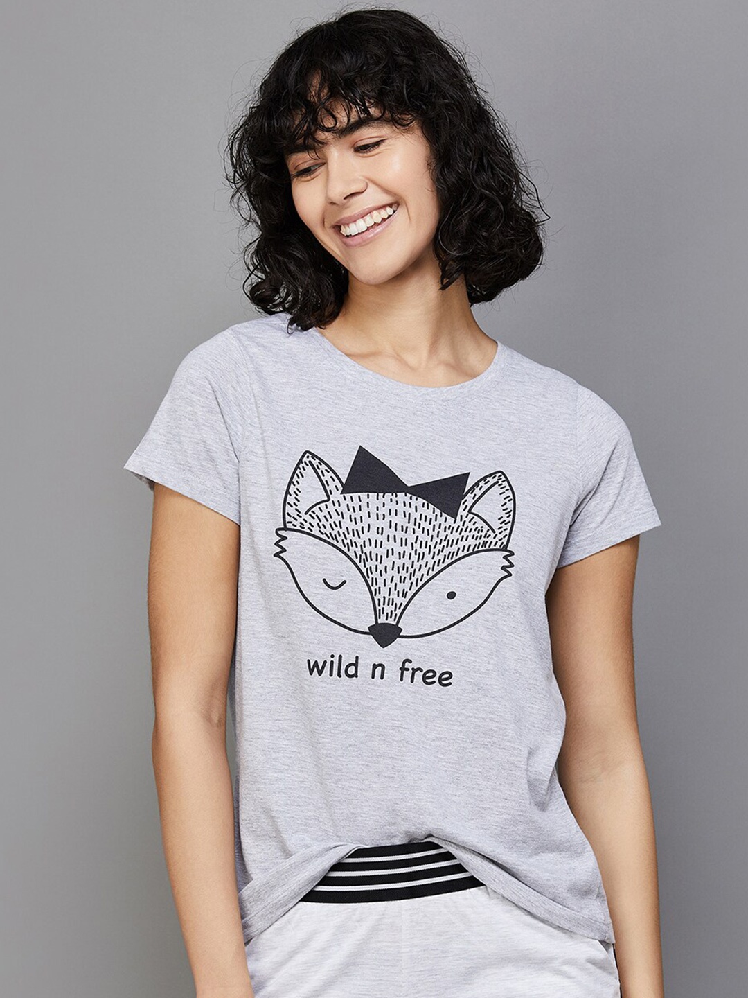 

Ginger by Lifestyle Graphic Printed Cotton T-shirt, Grey