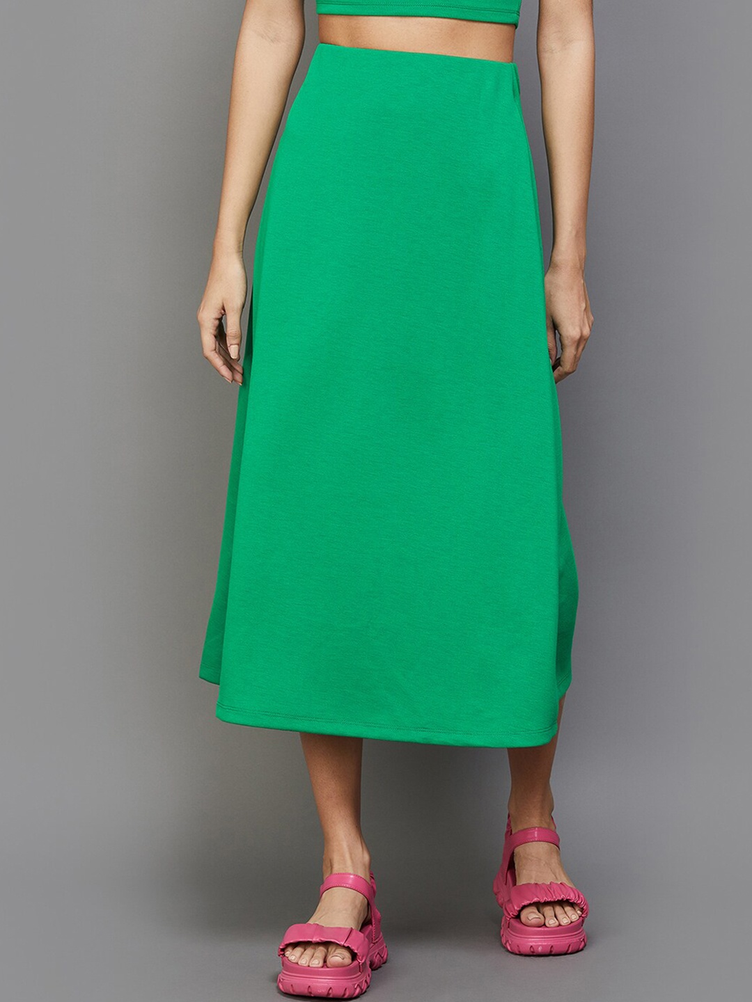 

Ginger by Lifestyle Midi Flared Skirt, Green