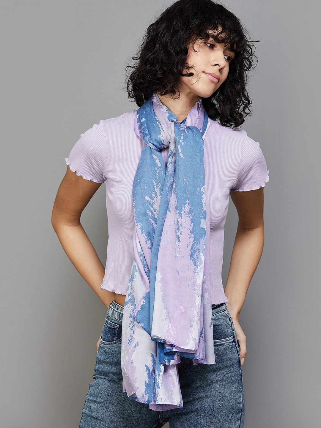 

Ginger by Lifestyle Abstract Printed Stole, Blue