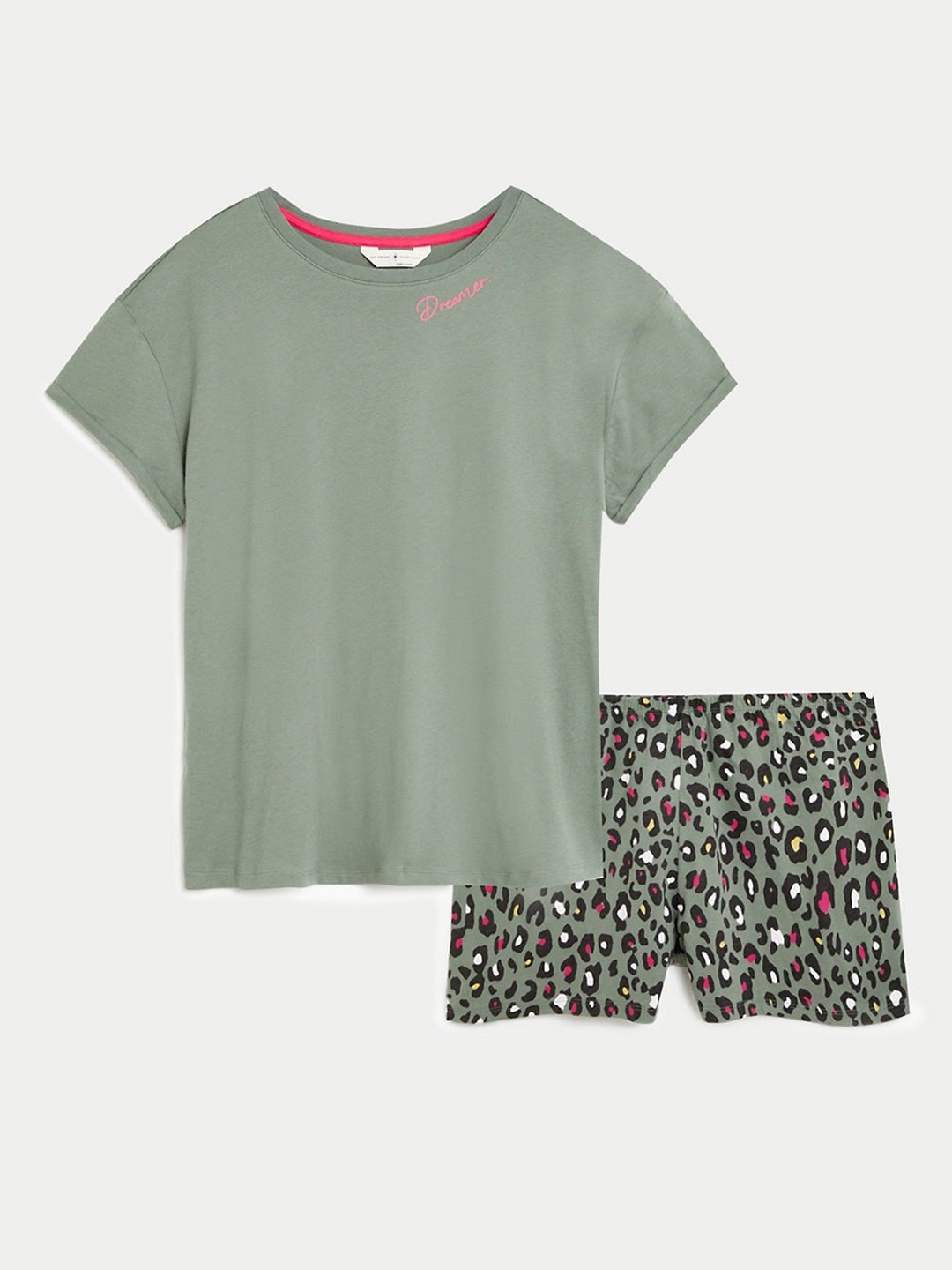 

Marks & Spencer Printed T-Shirt and Shorts, Green