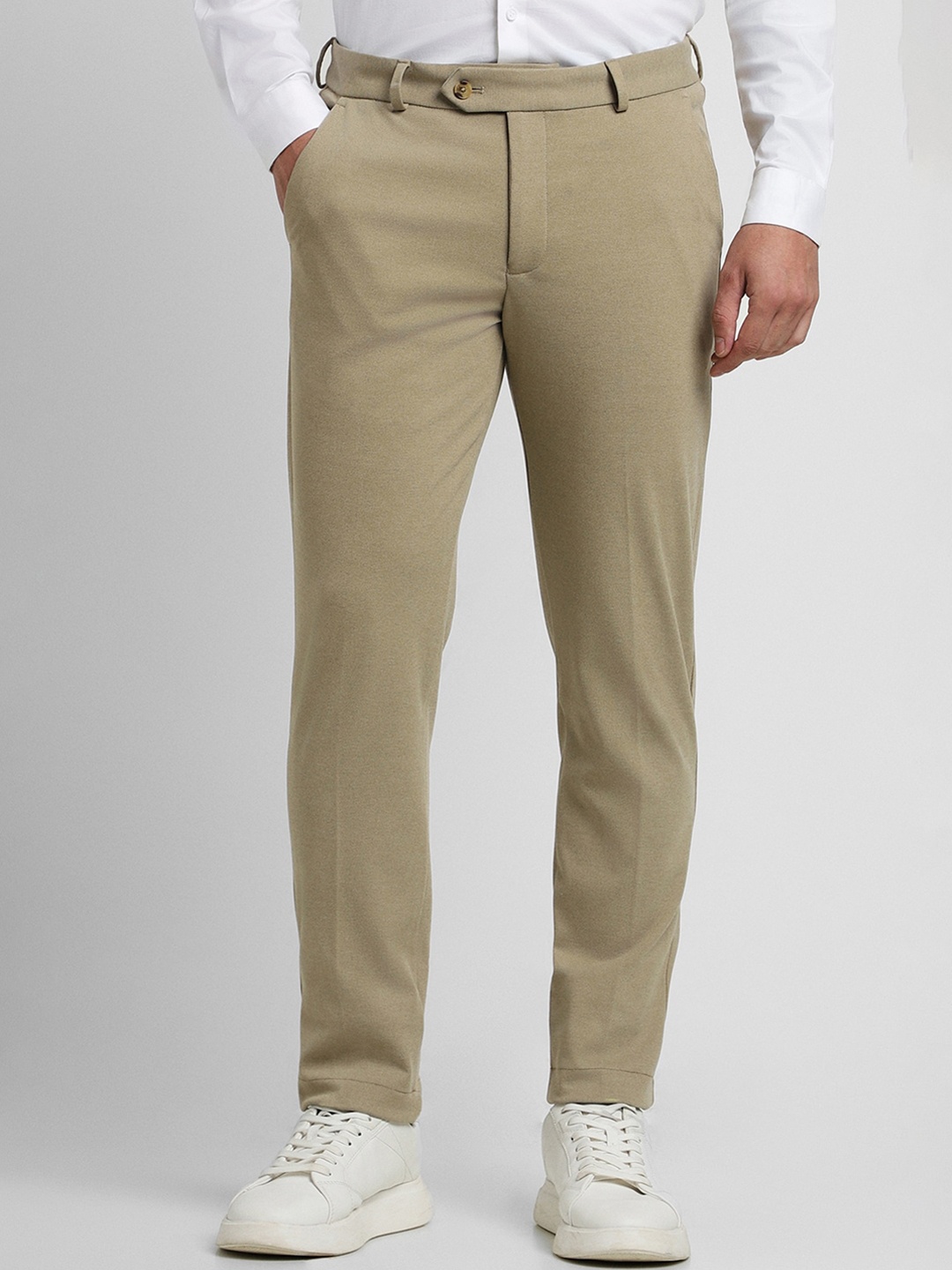 

Peter England Men Slim Fit Formal Trousers, Beige