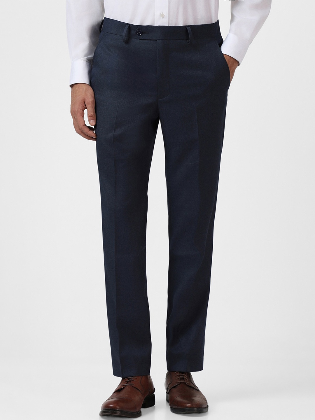 

Van Heusen Men Mid Rise Formal Trousers, Navy blue