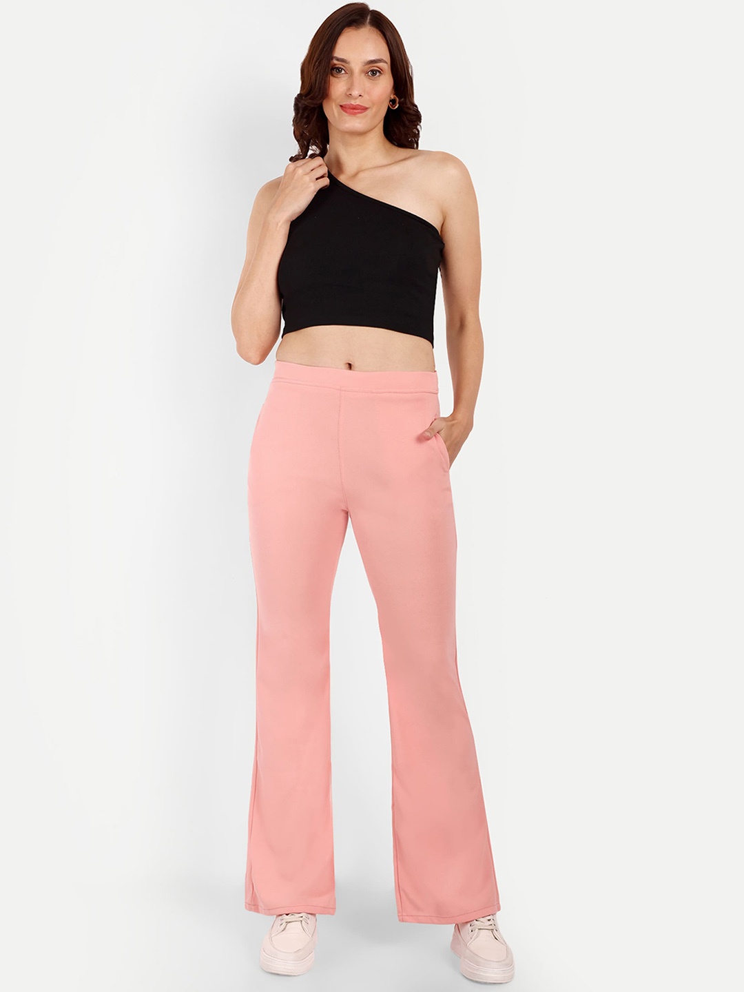 

Next One Women Relaxed Flared High-Rise Bootcut Trousers, Peach