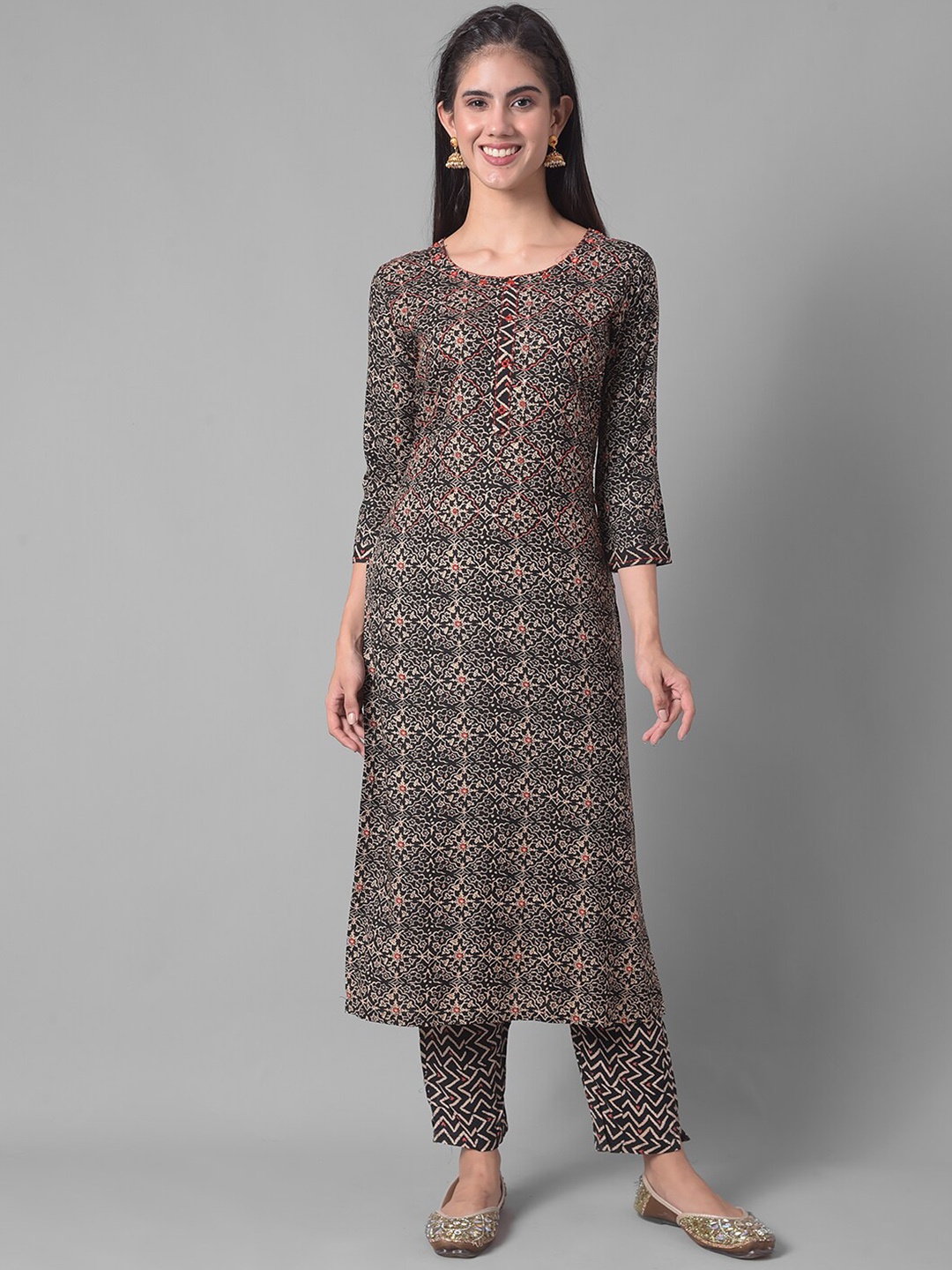 

Dollar Missy ethnic Motifs Printed Kurta With Trousers, Black