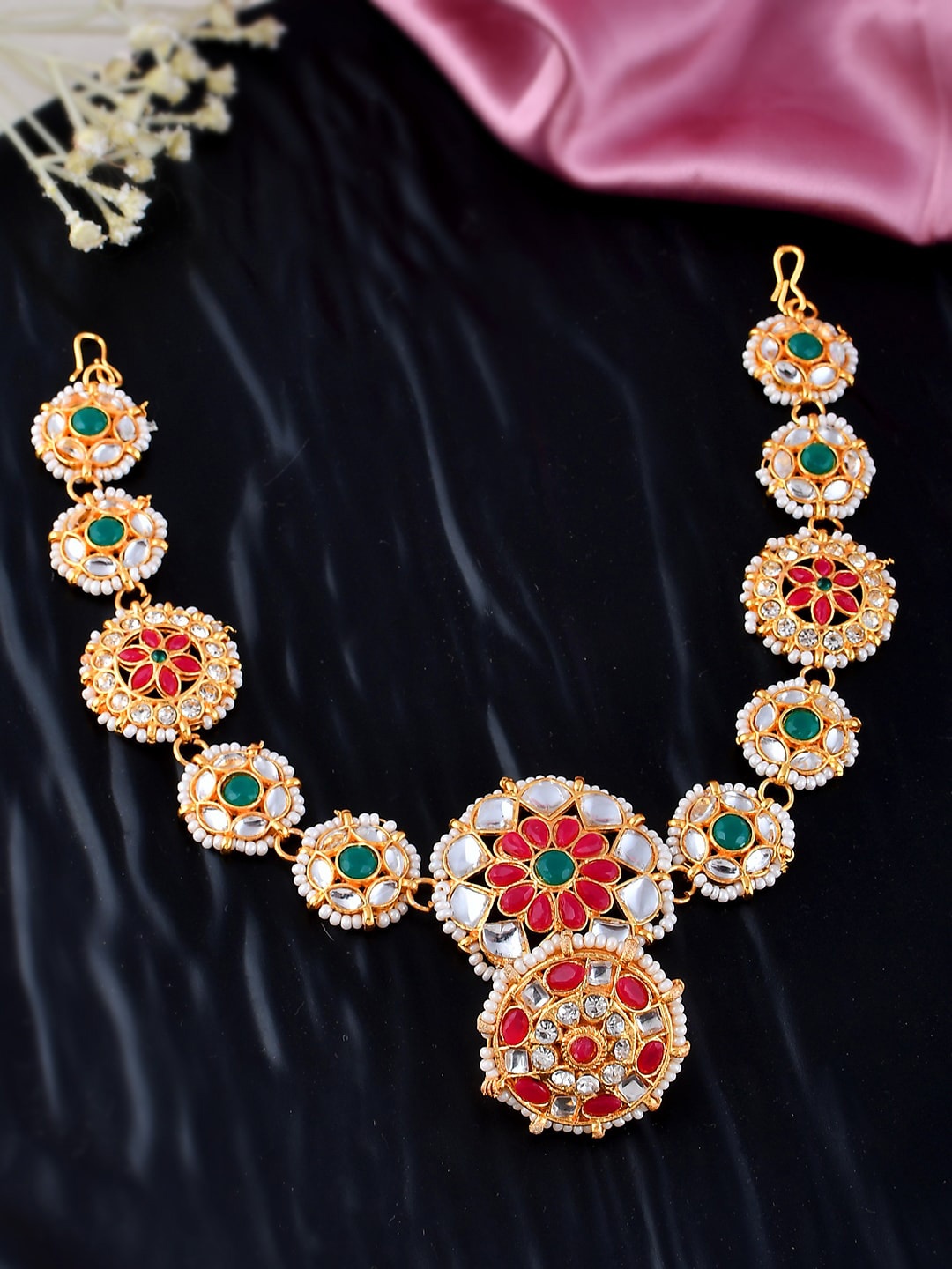 

Silvermerc Designs Gold-Plated Kundan-Studded Rajputi Borla Matha Patti