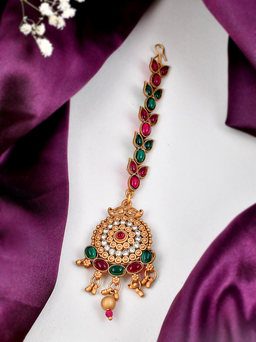 

Silvermerc Designs Gold-Plated Stone-Studded Maang Tikka