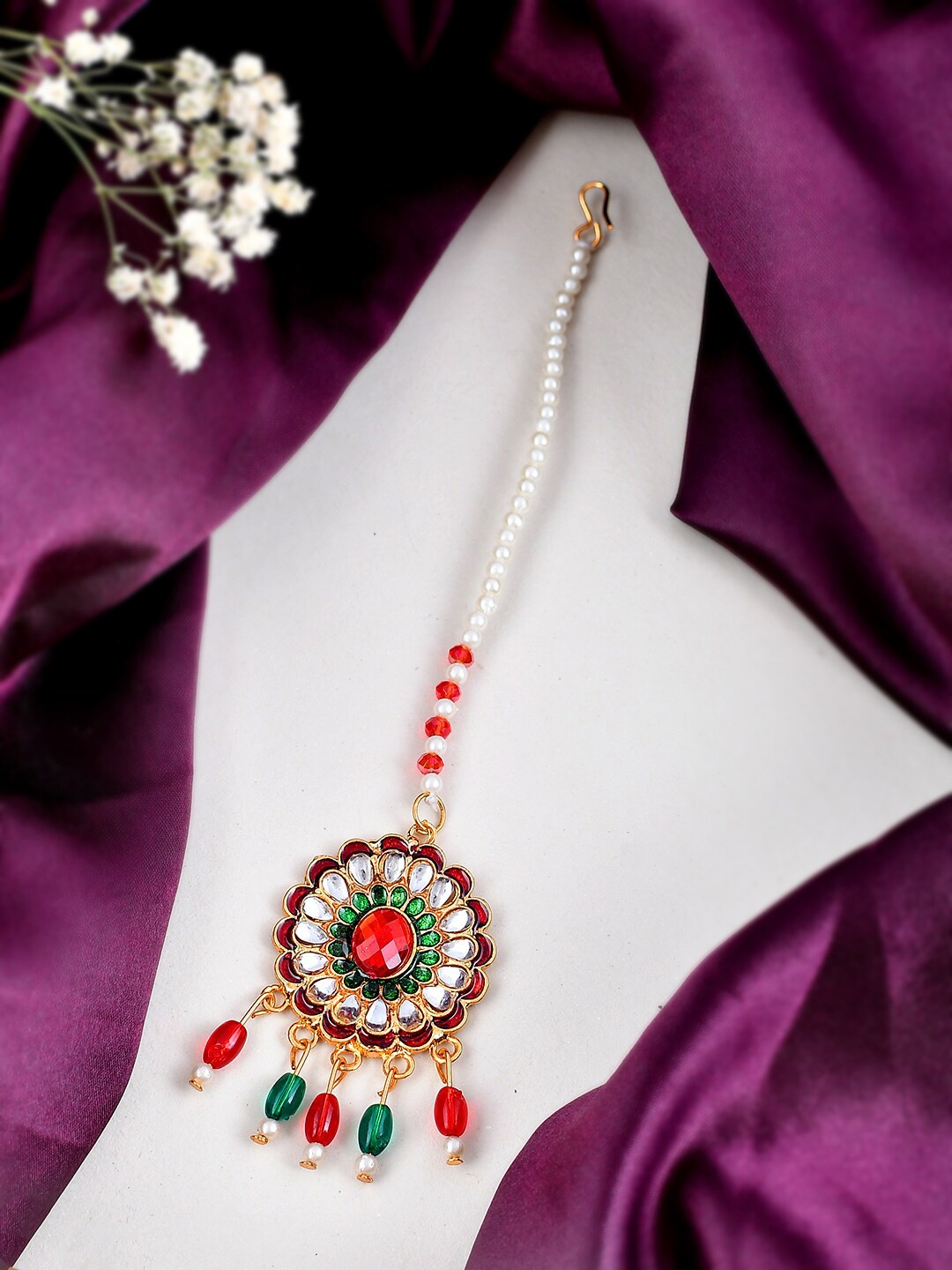 

Silvermerc Designs Gold-Plated Kundan-Studded Maang Tikka