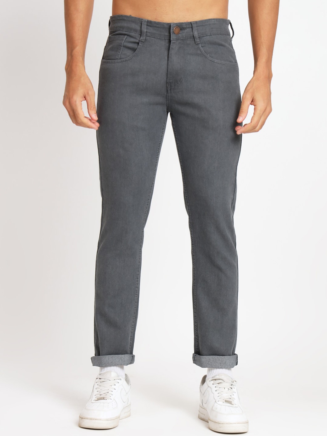 

RAGZO Men Slim Fit Low-Rise Clean Look Stretchable Jeans, Grey