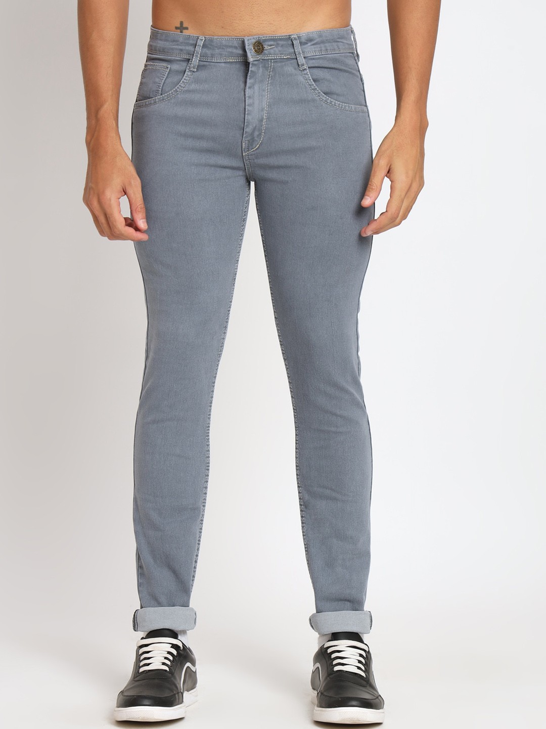 

RAGZO Men Slim Fit Low-Rise Clean Look Stretchable Jeans, Grey