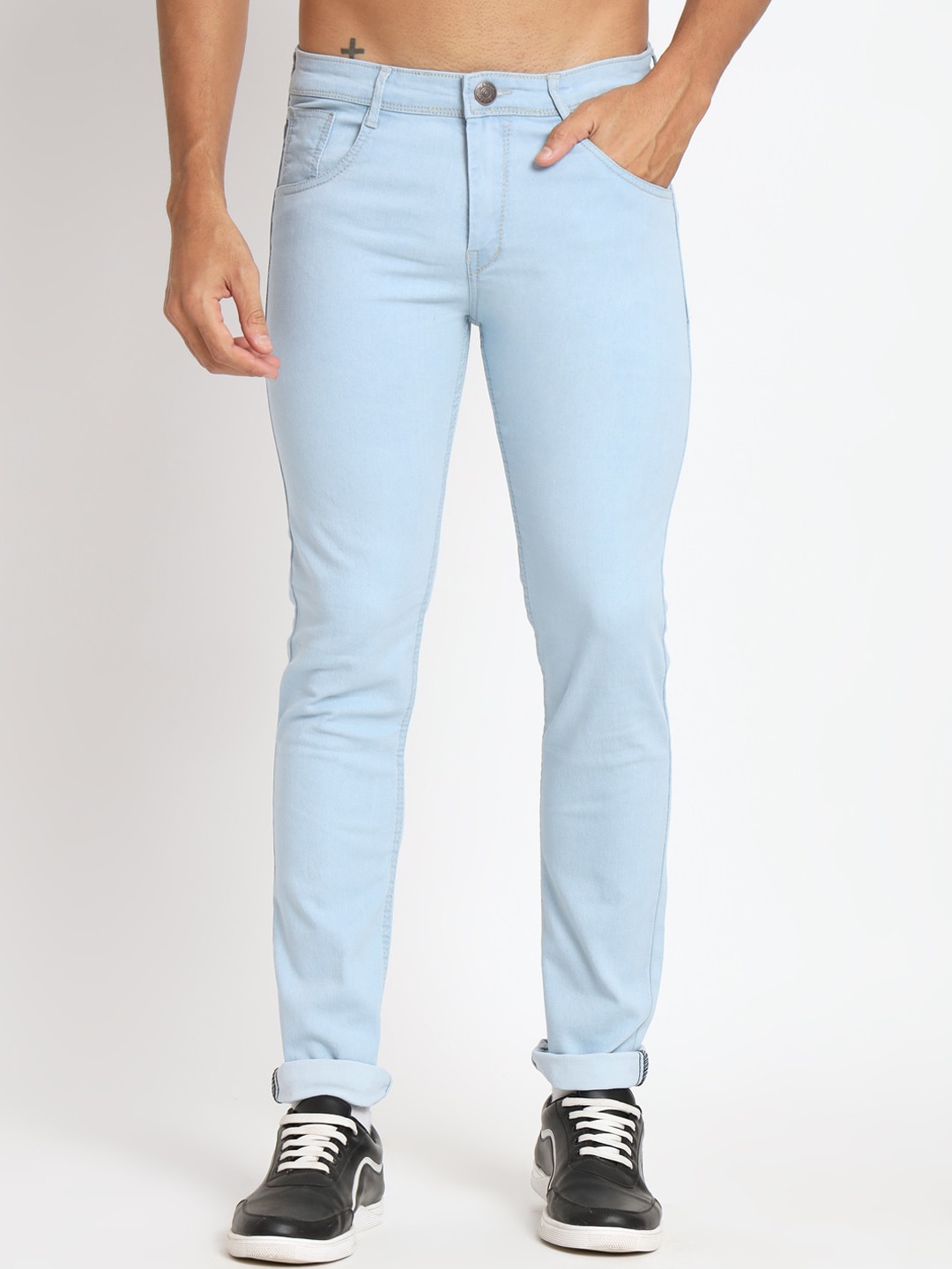 

RAGZO Men Slim Fit Low-Rise Clean Look Stretchable Jeans, Blue