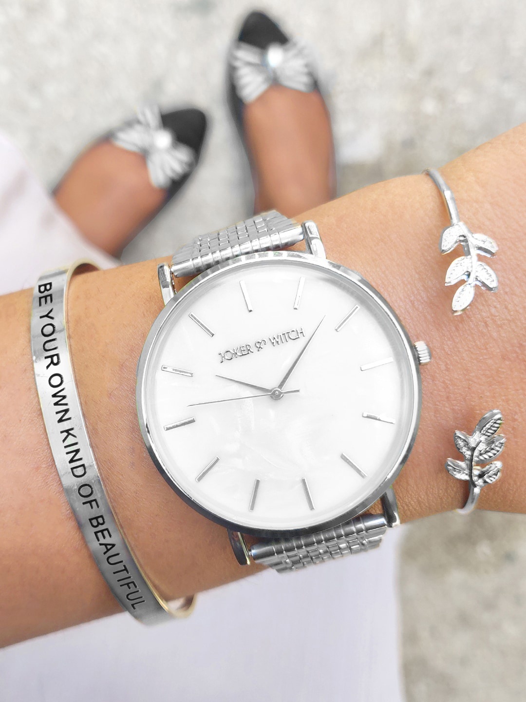 

JOKER & WITCH Women Watch & Bracelet Set JWBS480, Silver