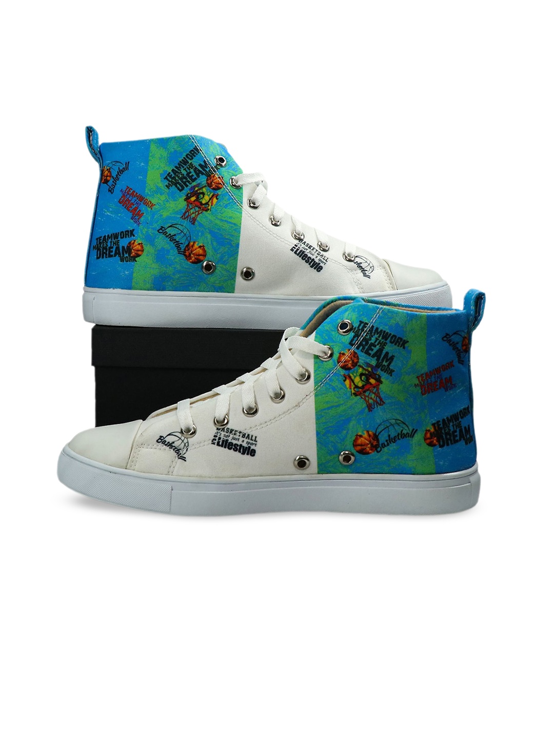 

KobSook Men Printed Mid-Rise Sneakers, White