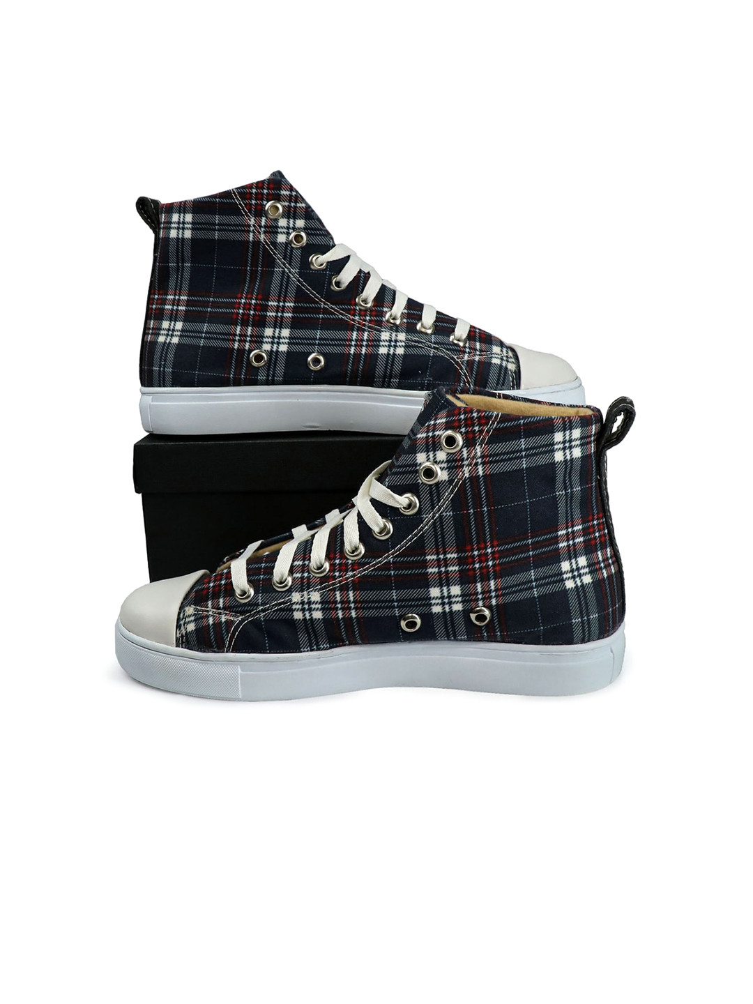 

KobSook Men Printed High-Top Sneakers, Navy blue