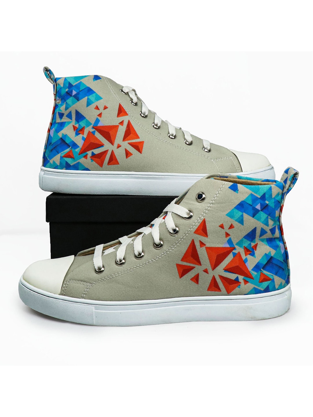 

KobSook Men Printed Mid-Top Sneakers, Grey