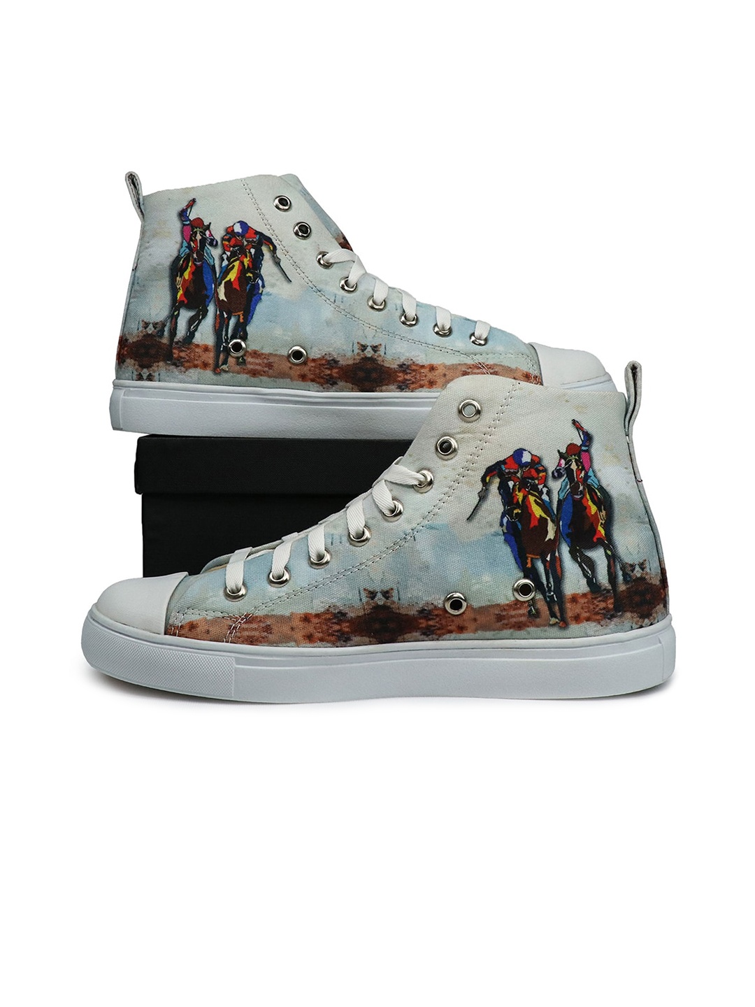

KobSook Men Printed High-Top Sneakers, White