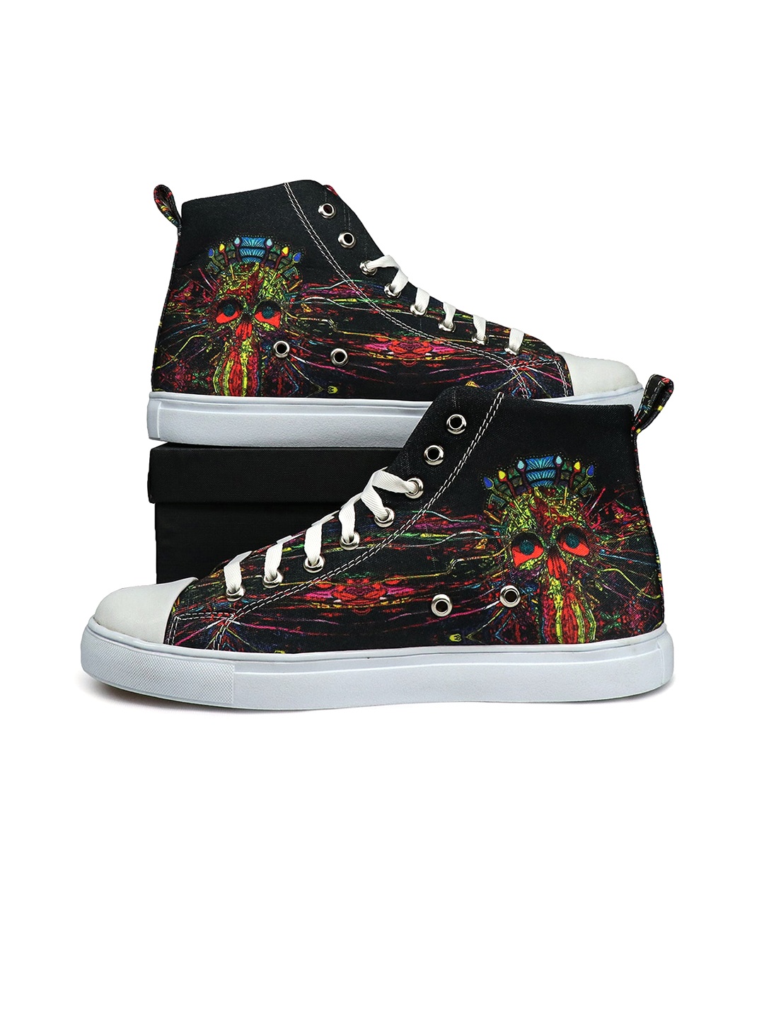 

KobSook Men Printed High-Top Sneakers, Black