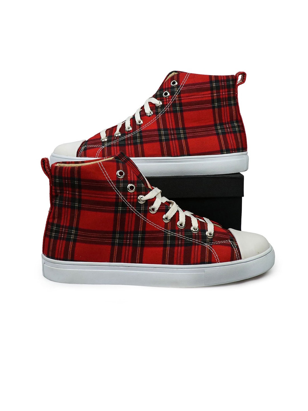 

KobSook Men Checked Lace-Up Sneakers, Multi