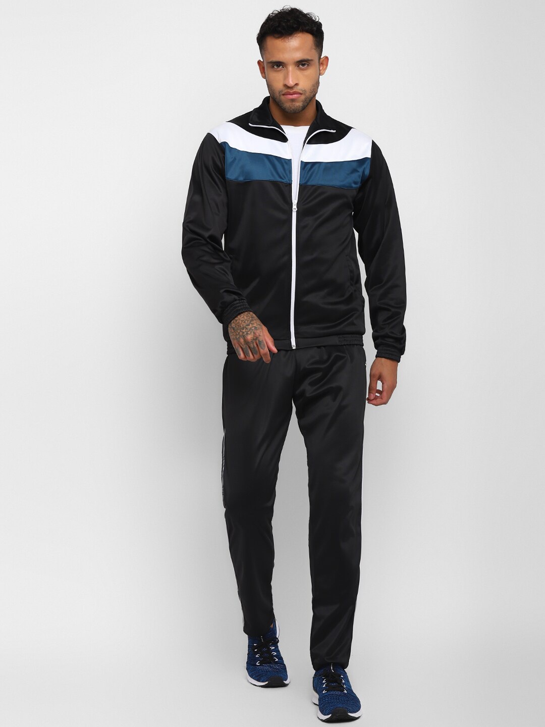 

NIVIA Men Colourblocked Mid-Rise Tracksuits, Black