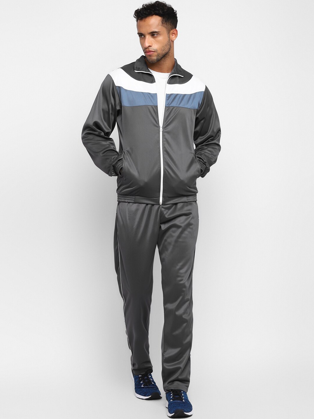 

NIVIA Men Colourblocked Mid-Rise Tracksuits, Grey