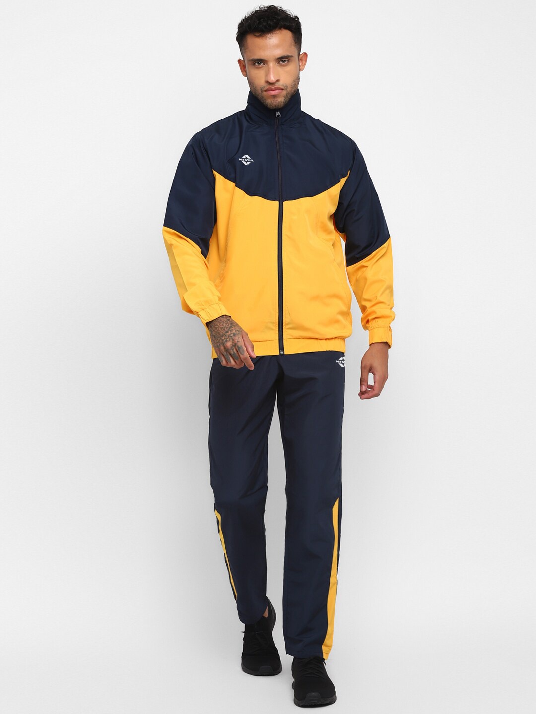 

NIVIA Colourblocked Mock Collar Tracksuit, Blue