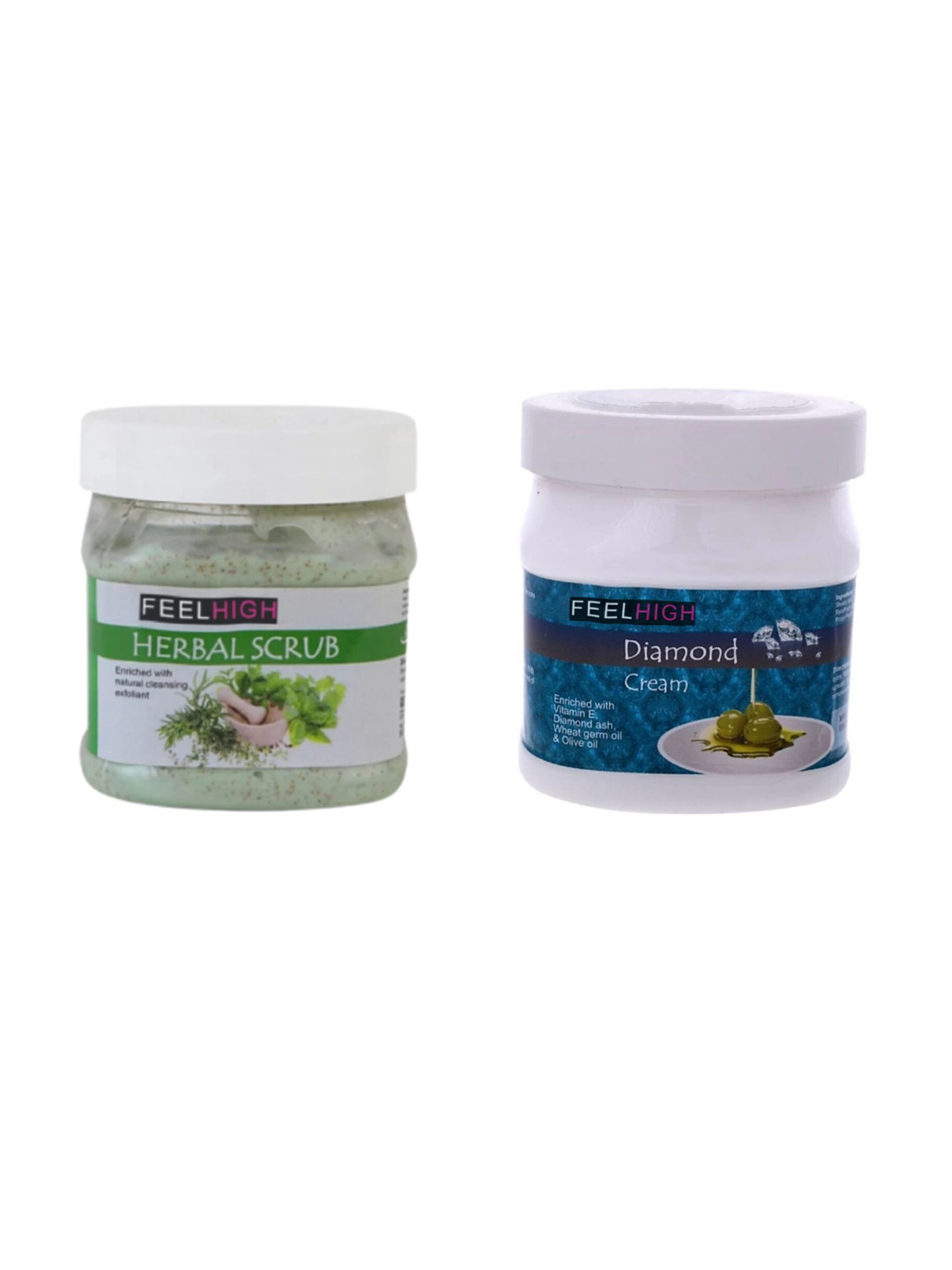 

FEELHIGH Set Of 2 Herbal Scrub & Diamond Cream-500ml Each, White