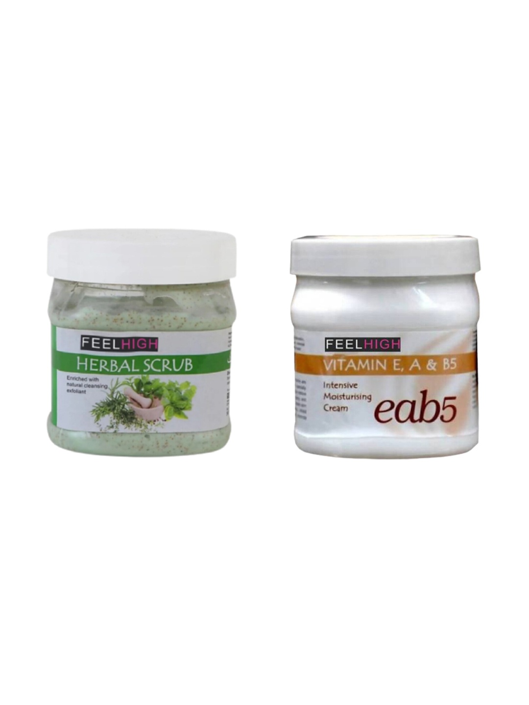 

FEELHIGH Set Of 2 Herbal Scrub & Vitamin Eab5 Cream 500ml Each, Multi