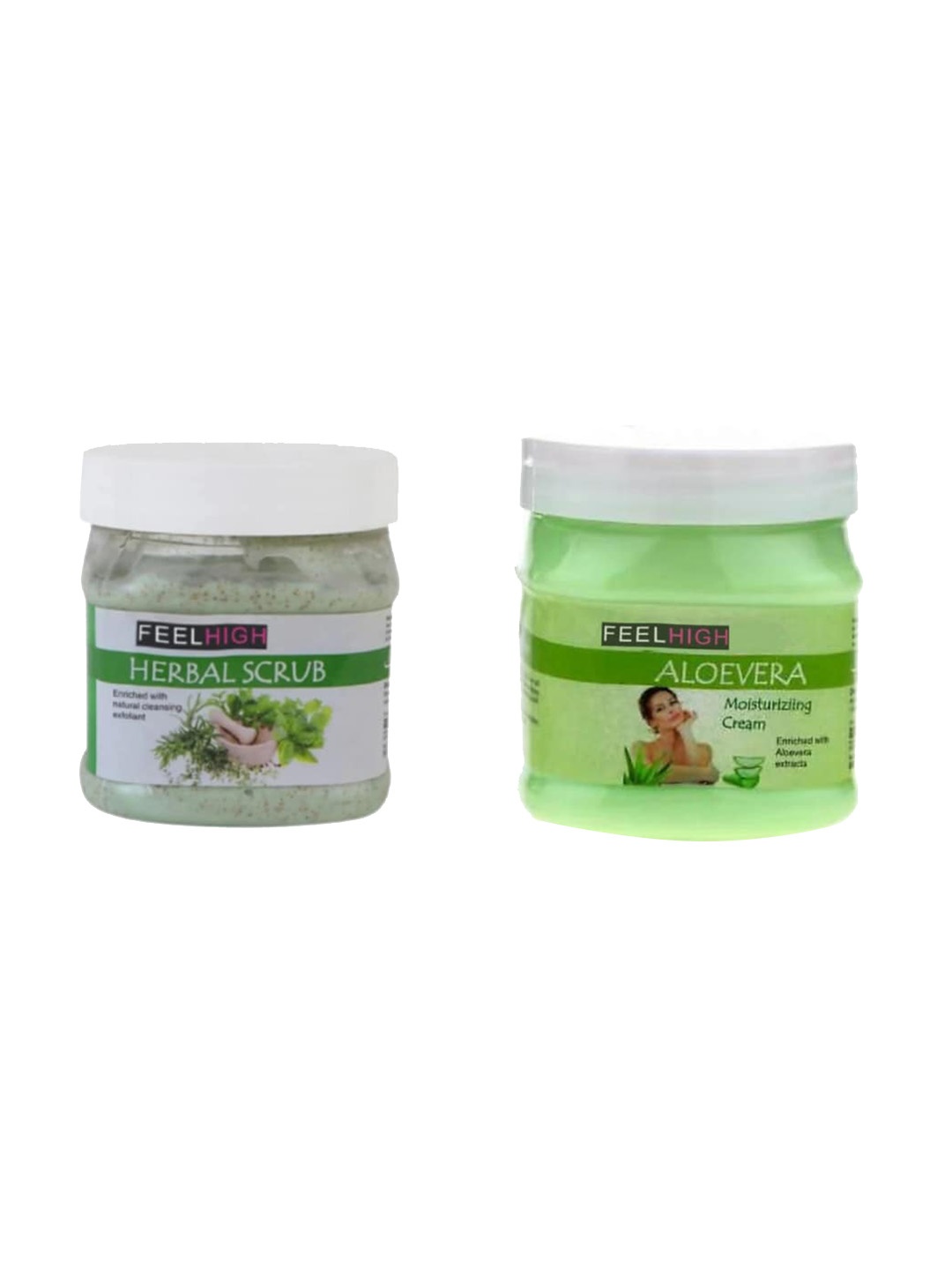 

FEELHIGH Set Of 2 Herbal Scrub & Aloe Vera Cream 500ml Each, Multi