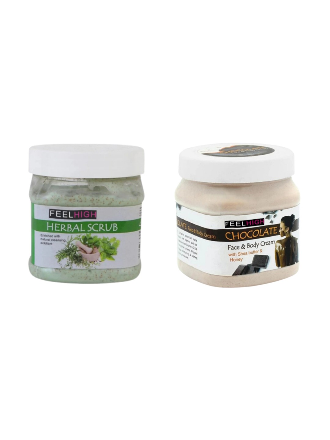 

FEELHIGH Set Of 2 Herbal Scrub & Chocolate Cream - 500ml Each, Green