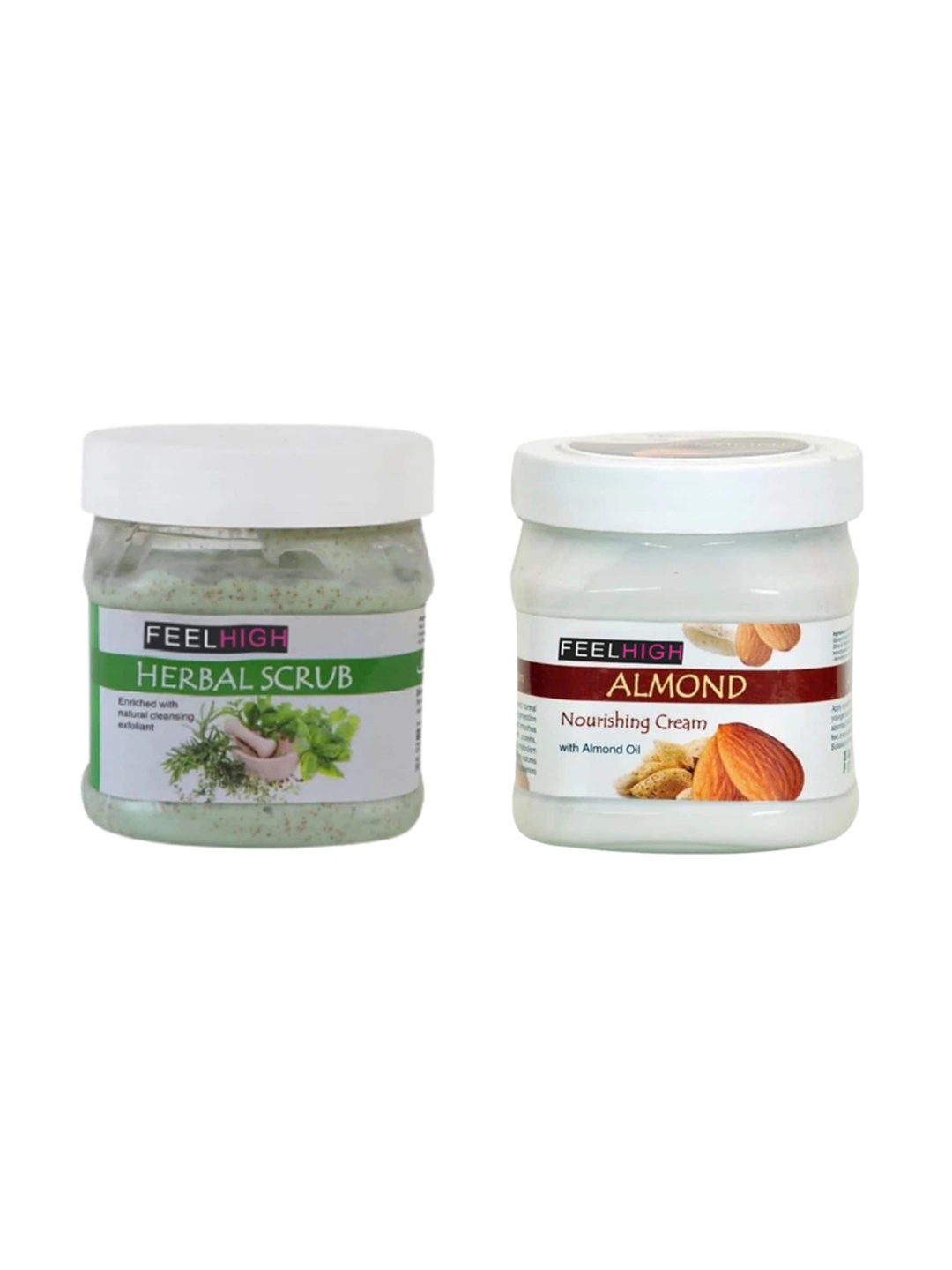 

FEELHIGH Set Of Herbal Scrub 500ml & Almond Cream 500ml, Multi
