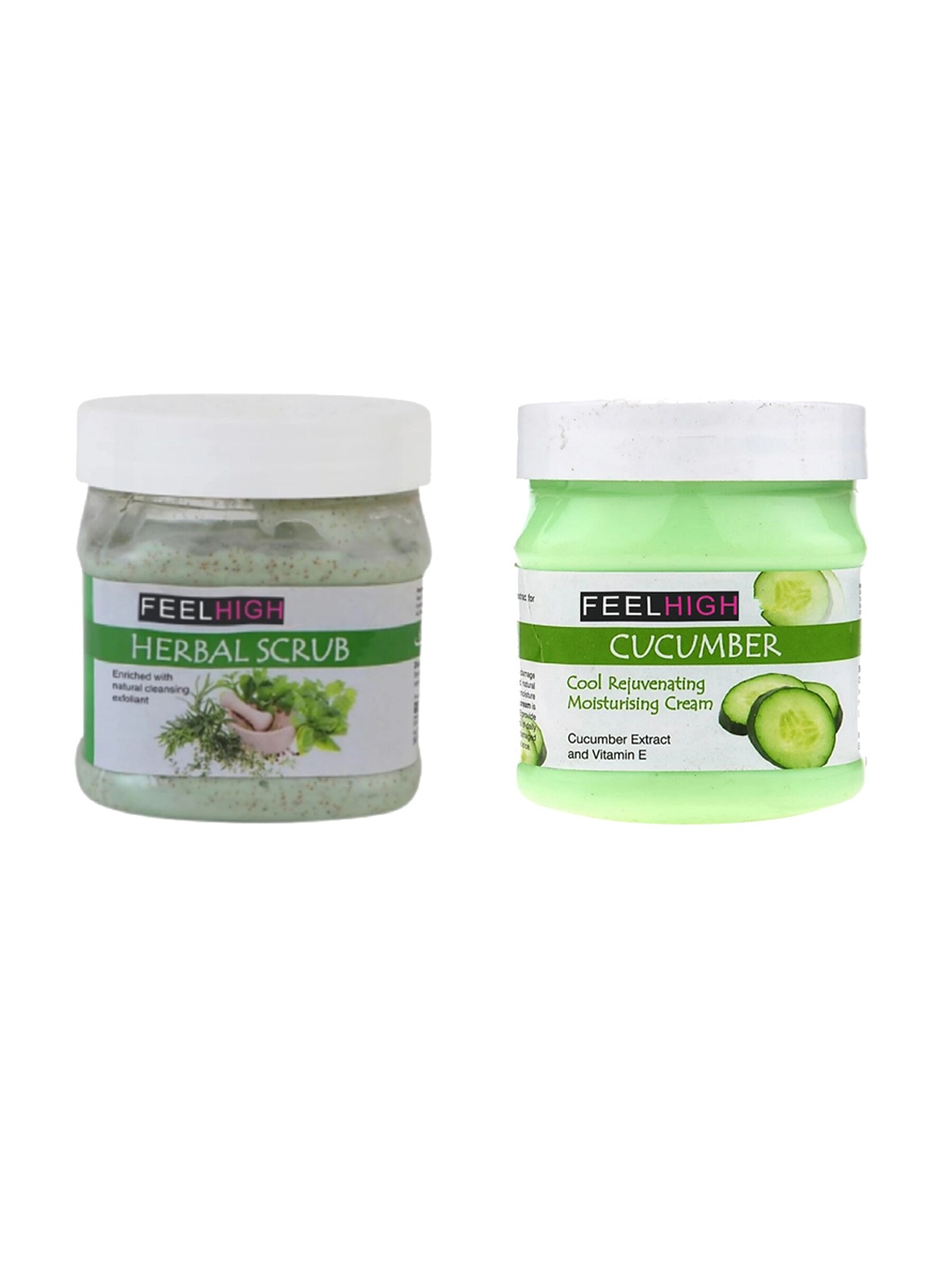 

FEELHIGH Set Of 2 Herbal Scrub & Cucumber Cream 500ml Each, Multi